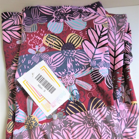 LULA ROE MAXI SKIRT BURGUNDY FLORAL SIZE SMALL - Picture 1 of 2